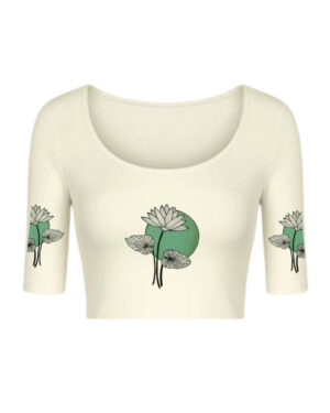 STRETCHABLE COMFY HALF SLEEVE BLOUSE WITH MOON LOTUS PRINT