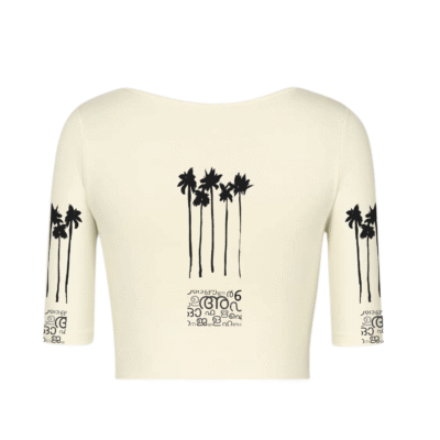 STRETCHABLE COMFY HALFSLEEVE BLOUSE WITH COCONUT PALM PRINT - Image 2