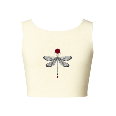 KNITTED COMFY SLEEVELESS BLOUSE WITH DRAGONFLY PRINT - Image 2