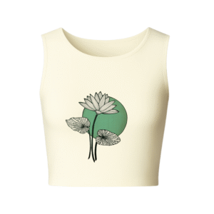 STRETCHABLE COMFY SLEEVELESS BLOUSE WITH MOON LOTUS PRINT
