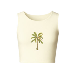 KNITTED COMFY SLEEVELESS BLOUSE WITH BANANA PALM PRINT