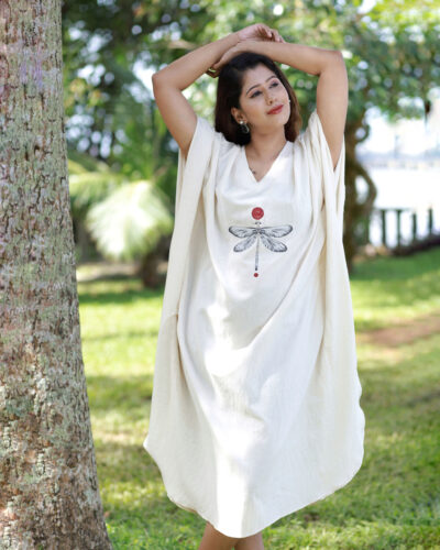 COTTON COMFY KHAFTAN WITH DRAGONFLY PRINT - Image 2