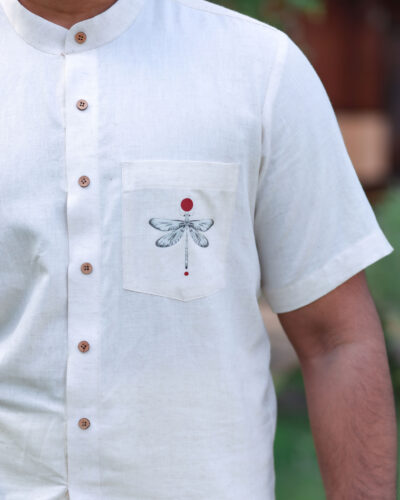 MENS HALF SLEEVE SHIRT CHINESE COLLAR
