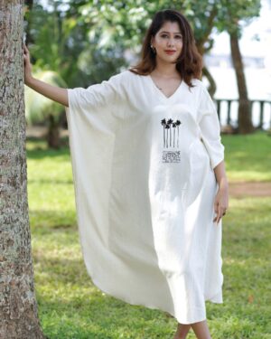 COTTON COMFY KAFTAN WITH COCONUT PALM PRINT