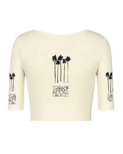 STRETCHABLE COMFY HALFSLEEVE BLOUSE WITH COCONUT PALM PRINT - Image 3