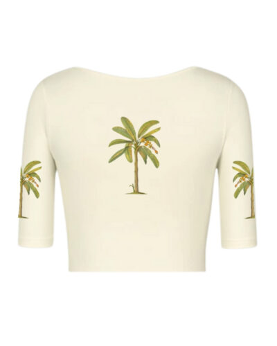 KNITTED COMFY HALFSLEEVE BLOUSE WITH BANANA PALM PRINT - Image 2