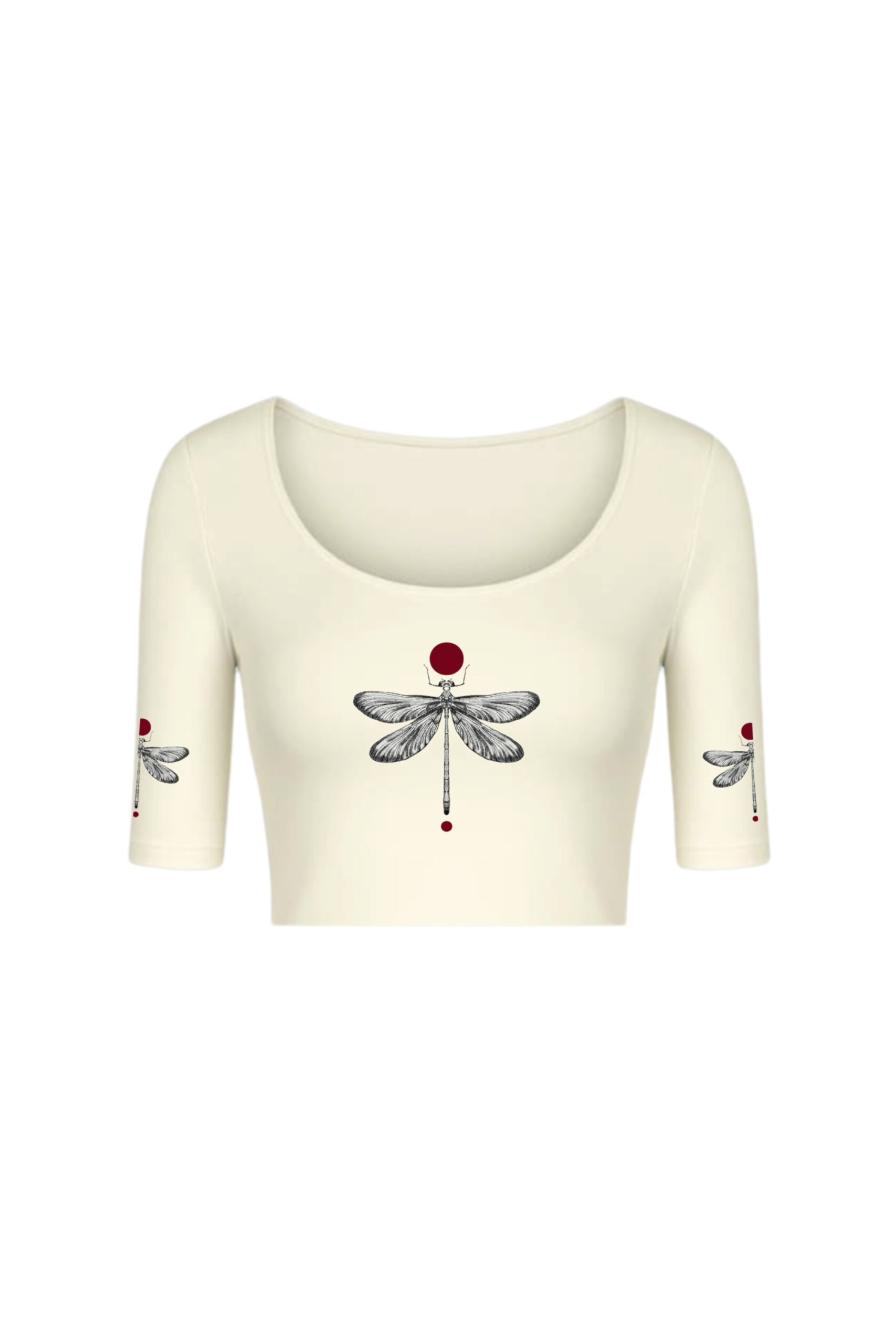KNITTED COMFY STRETCHABLE BLOUSE WITH DRAGONFLY MOTIF
