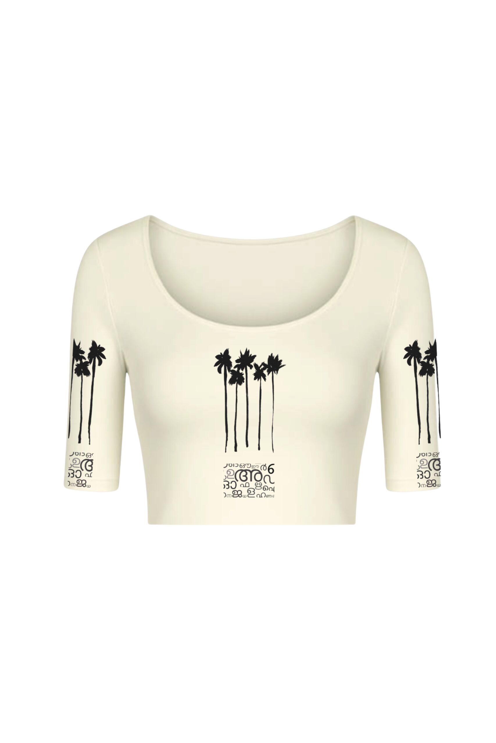 KNITTED COMFY STRETCHABLE BLOUSE WITH COCONUT PALM MOTIF