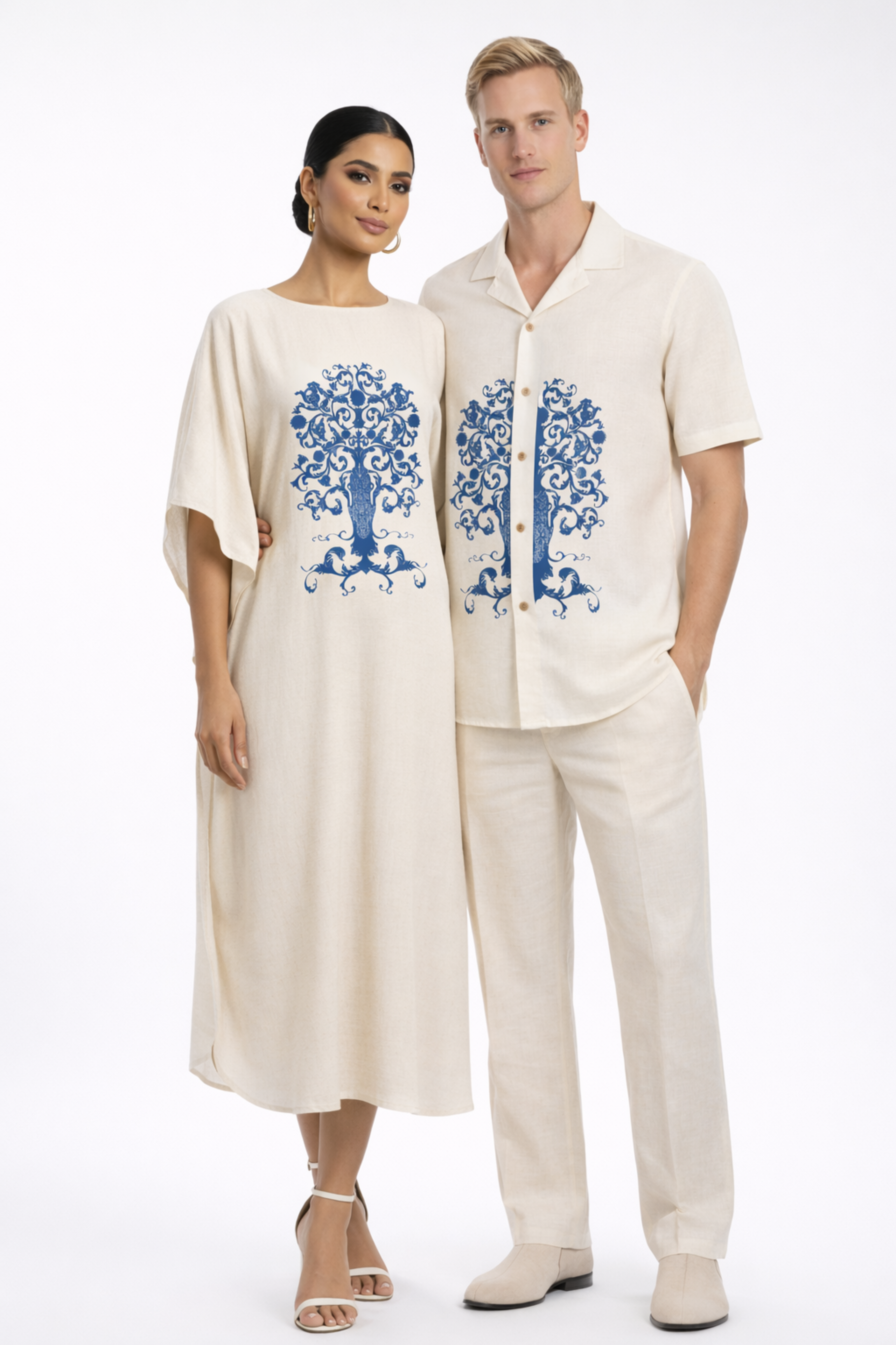 UNIK TOGETHER WEAR INDIGO TREE KAFTAN AND SHIRT